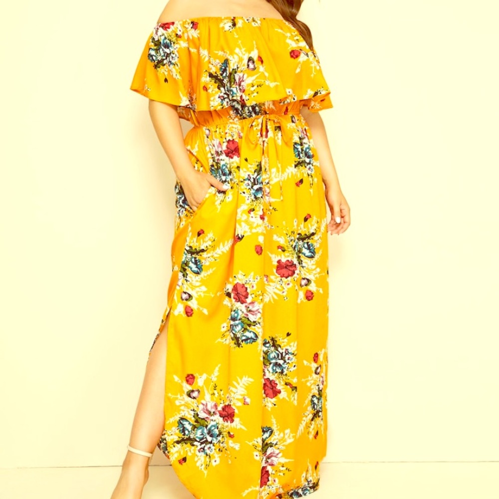 Yellow floral maxi dress